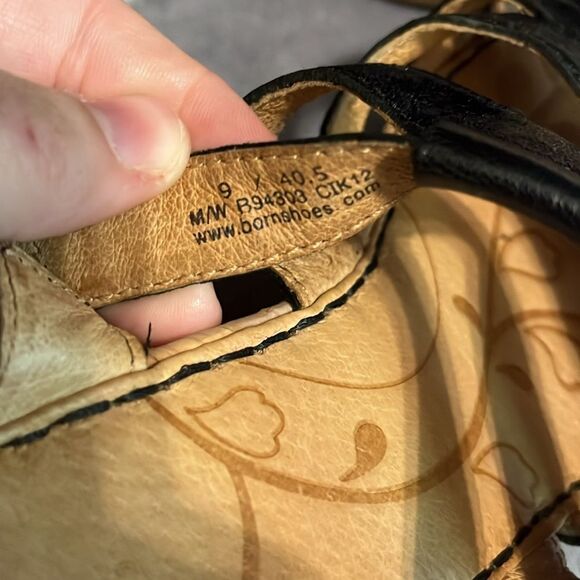 Born Morena Black Shiny Leather Cork Platform Wedge Slides Sandals - Picture 6 of 9